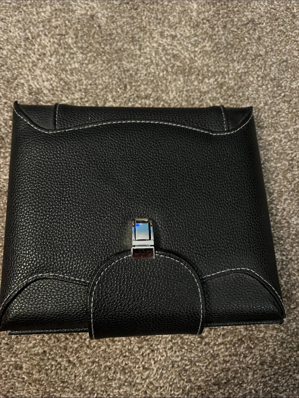 Compact Black Travel Manicure Set with Silver Tools